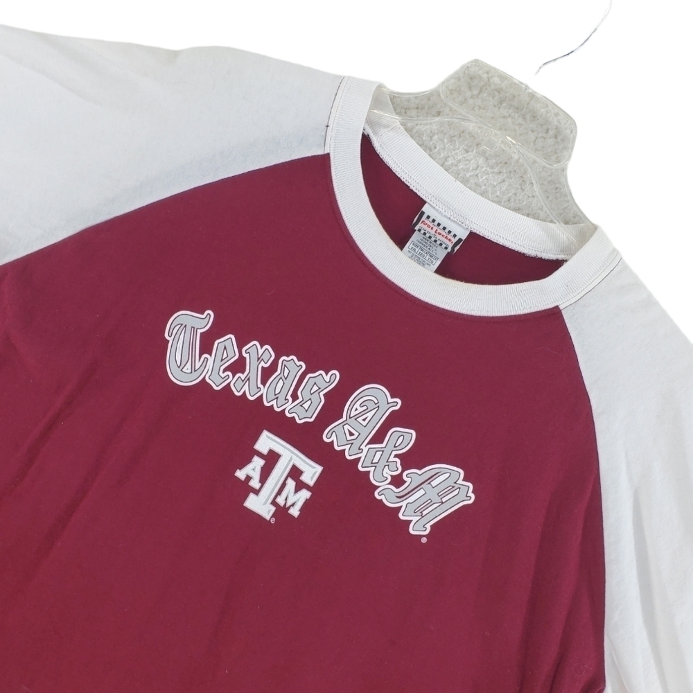 Vtg Foot Locker TX A&M Team Logo Baseball Jersey Fleece Shirt SS Men 2XL USA 90s - Picture 2 of 12